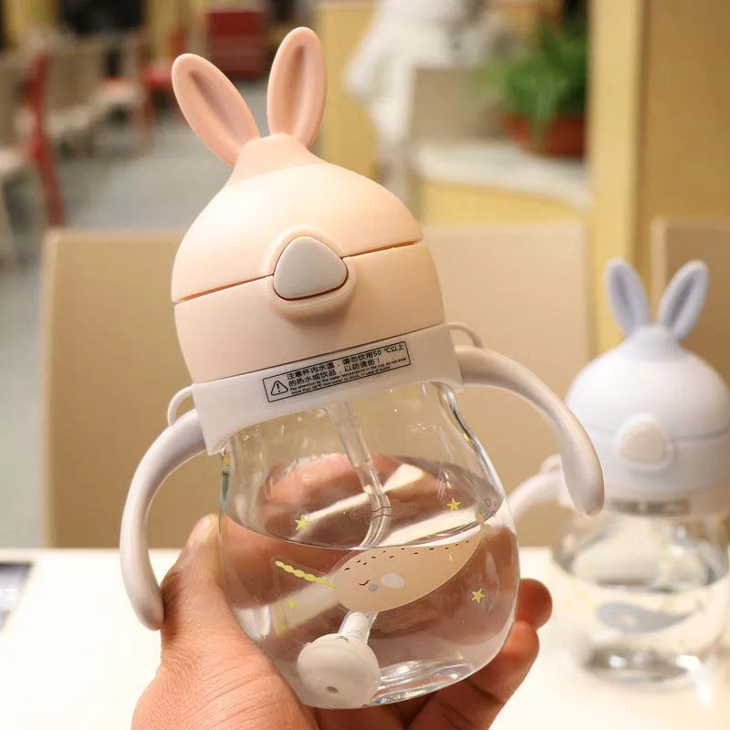 

320ml Baby Feeding Cup Tritan Safe Kids Children Learn Feeding Drinking Water Straw Handle Bottle Training Baby Feeding Cup