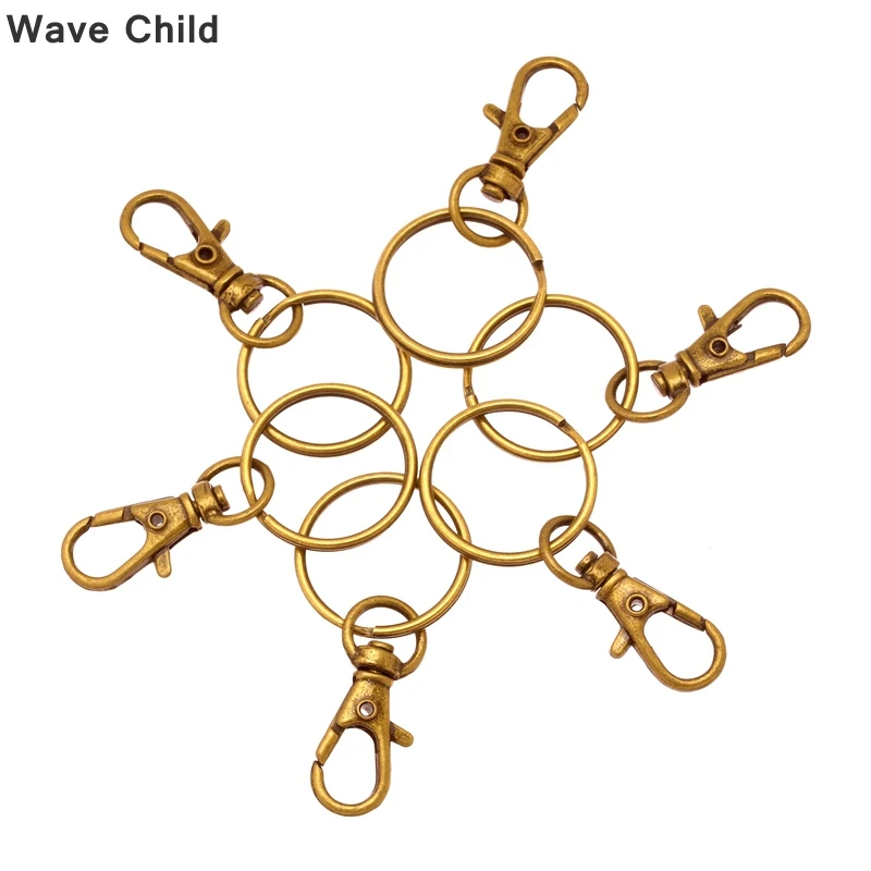 Wave Child 6pcs Key Chains Ancient Bronze Key Rings Keychain Charm Keyring Set DIY Jewelry