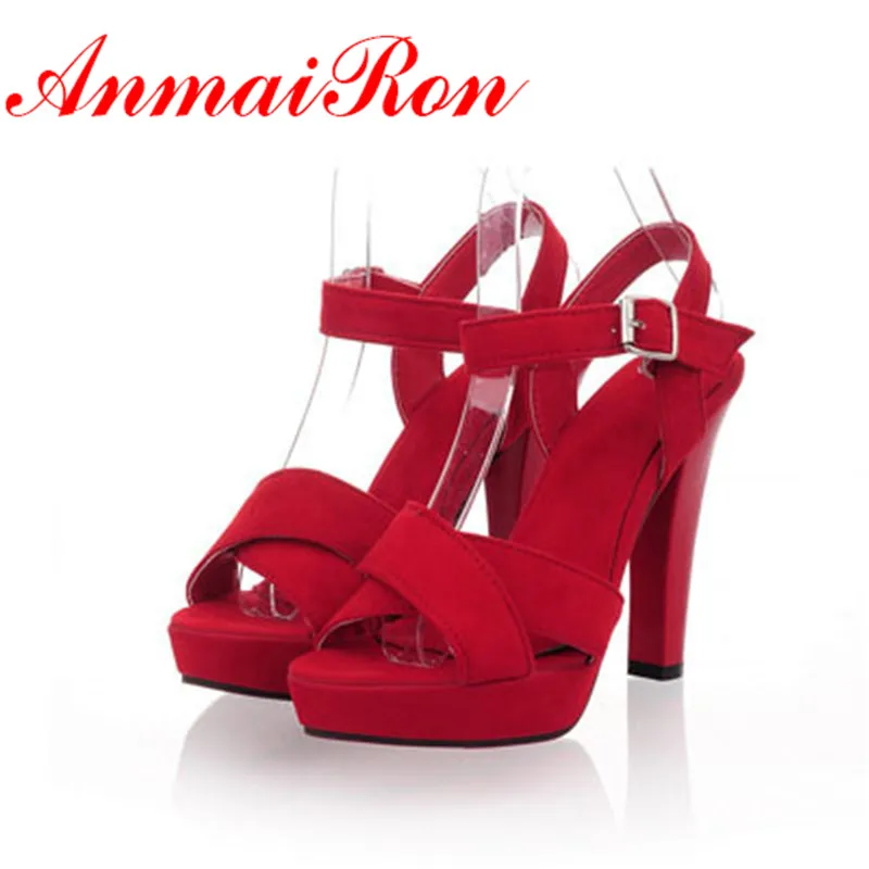 

ANMAIRON The New Summer Sexy High Heels Shoes Stiletto Fish Mouth Ladies' Pump Peep Toe Sandals Drop Ship Big Size 34-43