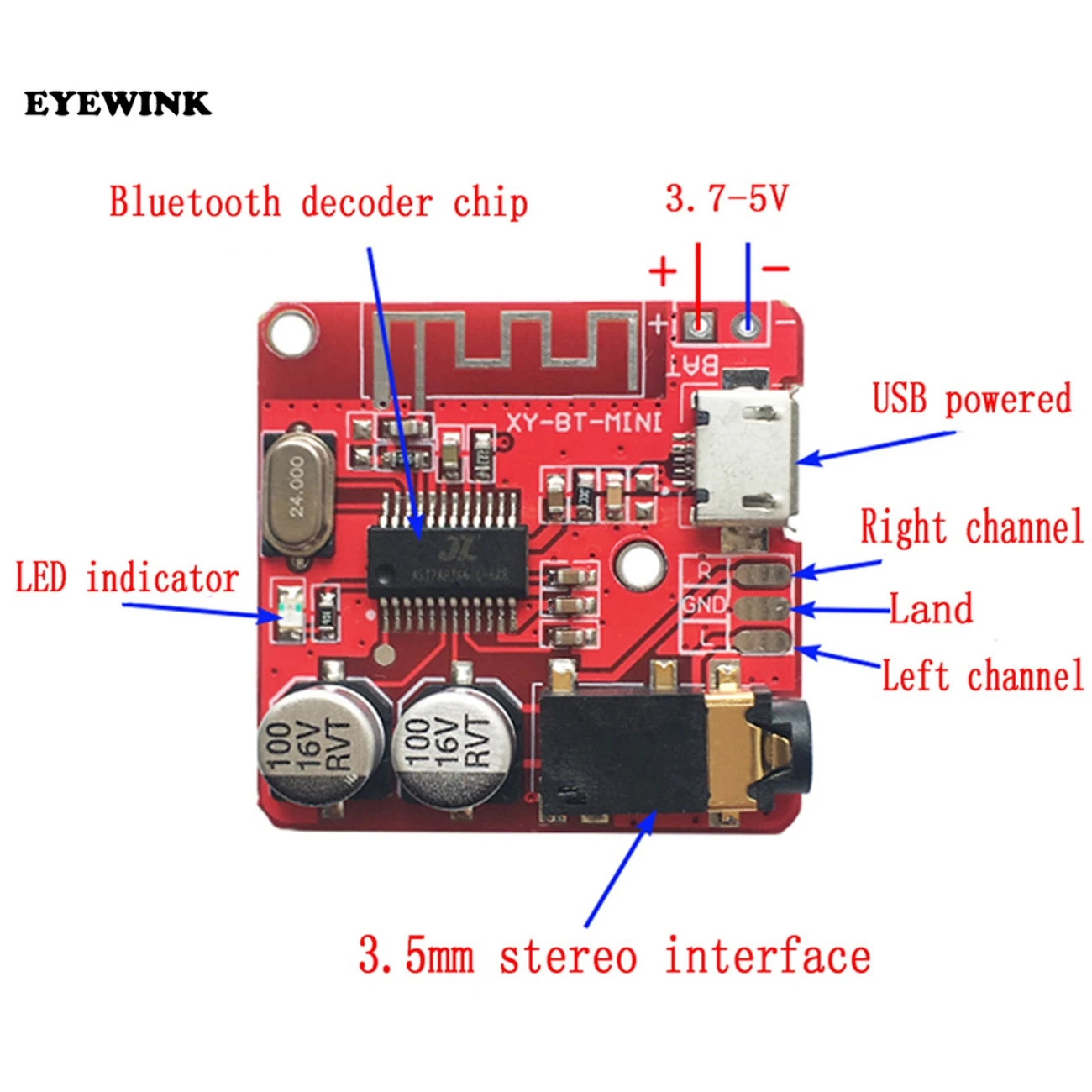 Bluetooth аудио приемник плата Bluetooth 4,1 mp3 декодер не допускающий потерь беспроводной стерео музыкальный модуль 3,7-5 в XY-BT-Mini