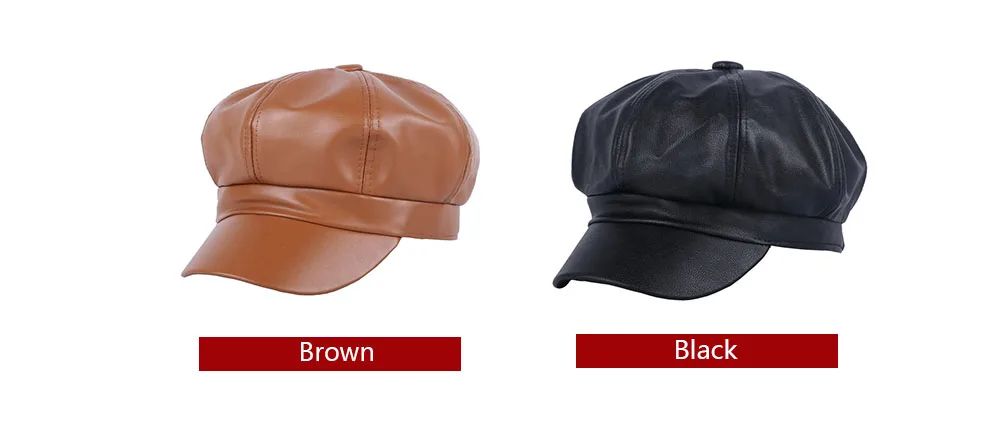 Женские Новые Восьмиугольные шляпы, модная женская кепка Newsboy, высокое качество, из искусственной кожи, одноцветные, 54-57 см, толстые, Осень-зима, шапки