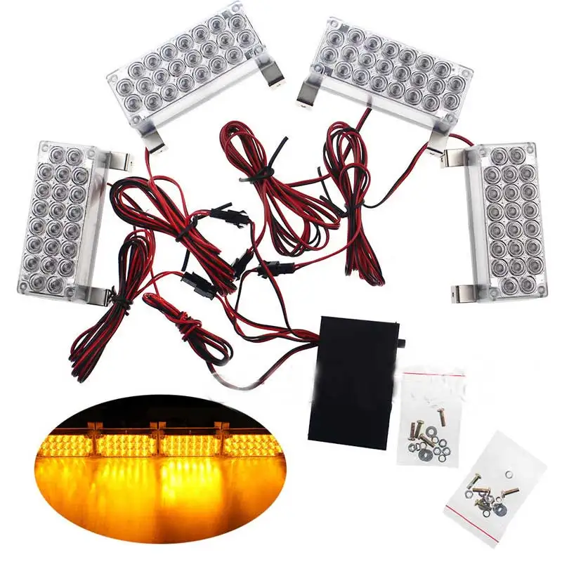 

FREE SHIPPING 4*22 LED Fire Emergency Strobe Warning Lights RED WHITE 3 MODE