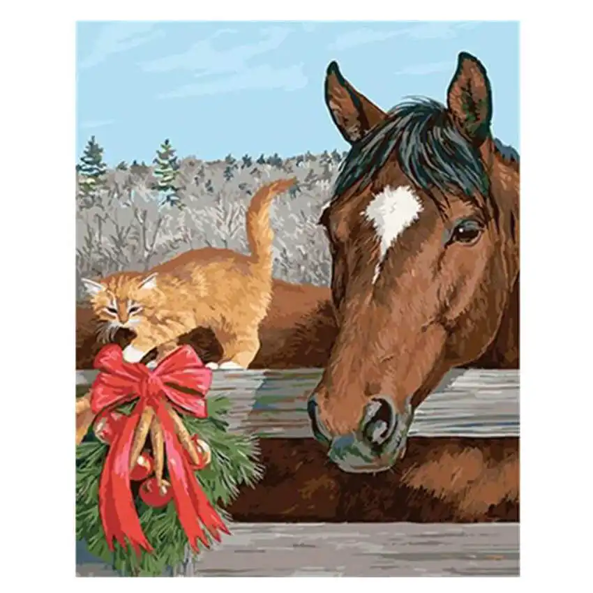 

Decoration Oil Painting For Living Room,Horse And Cat,Oil Painting By Numbers,Diy Paint By Number