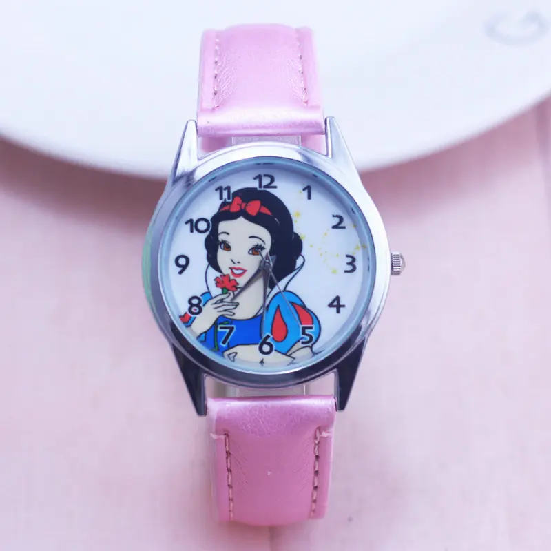 2018 новые женские наручные часы для девочек с кожаным узором Стильные кварцевые часы Белоснежка принцесса модные наручные часы
