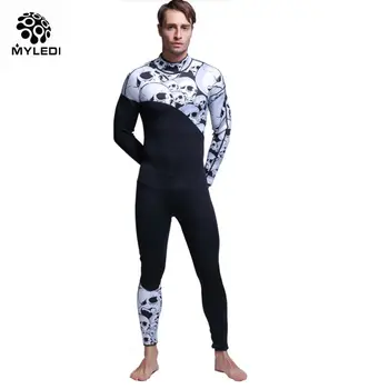 

MYLEDI 3MM Neoprene Underwater Hunting Diving Wetsuits 3D Skull Printing Surfing Diving Winter Keep Warm One-piece Men's Wetsuit
