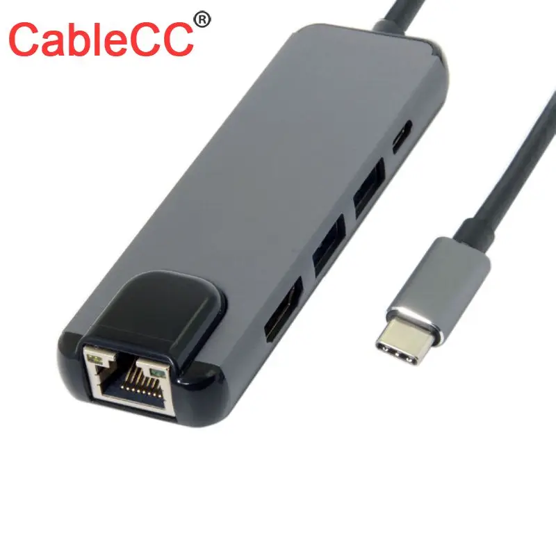 

CabaleCC USB 3.1 Type-C USB-C to HDMI & Dual Ports 3.0 Hub & Ethernet & Power For PC Laptop & Macbook
