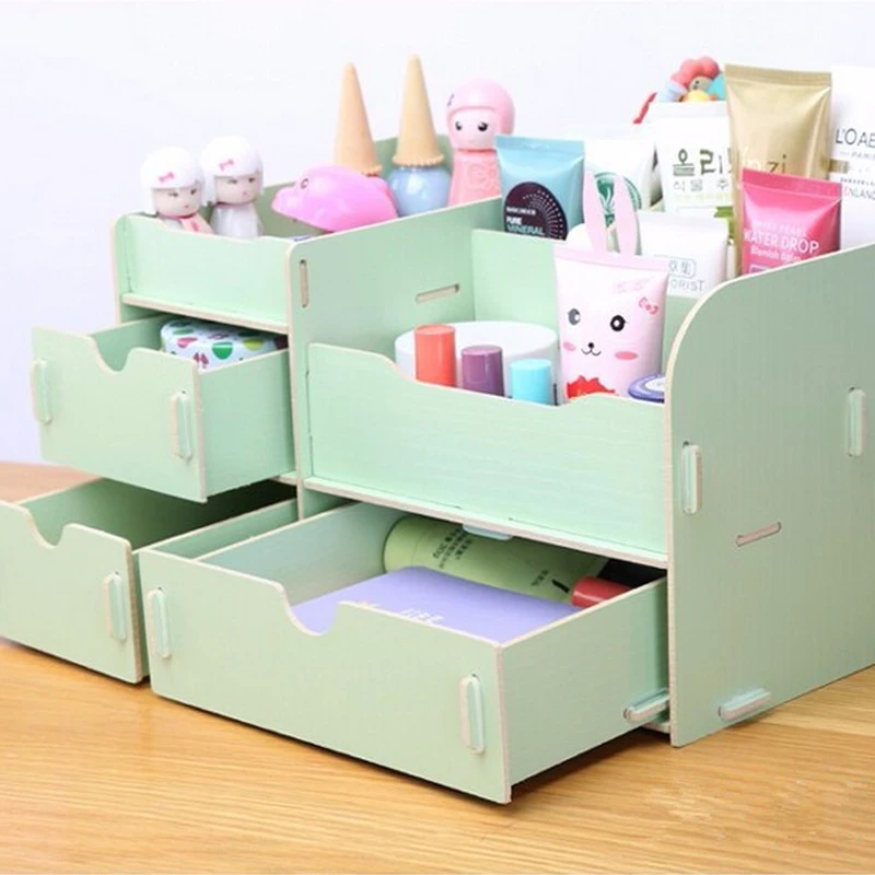 المجوهرات تخزين منظم سطح المكتب المكياج درج تخزين 2 طبقات DIY خشبية صندوق تخزين مع التجميل القرطاسية تخزين الرف المجوهرات تخزين منظم سطح المكتب المكياج درج تخزين 2 طبقات DIY خشبية صندوق تخزين مع التجميل القرطاسية تخزين الرف
