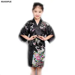 RIUOOPLIE/детское кимоно из искусственного шелка для девочек; халат; одежда для сна; атласное платье; халаты
