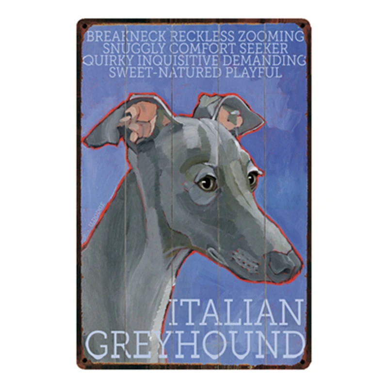 

[ Kelly66 ] Dogs Italian Greyhound Metal Sign Tin Poster Home Decor Bar Wall Art Painting 20*30 CM Size y-2124