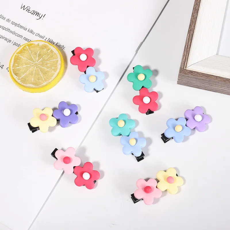 

Hot Sale Candy color Children New Hair Clips Cute Flowers Safety Barrettes BB Clip Little Girls Gifts Kids Hair Accessories