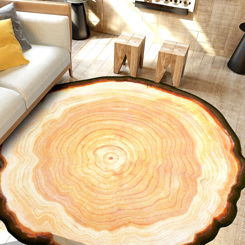 Antique Wood Tree Annual Ring Round 3D Carpet for Bedroom Computer Chair Area Rugs Kids Bedroom Play Mat Coffee Table Mats
