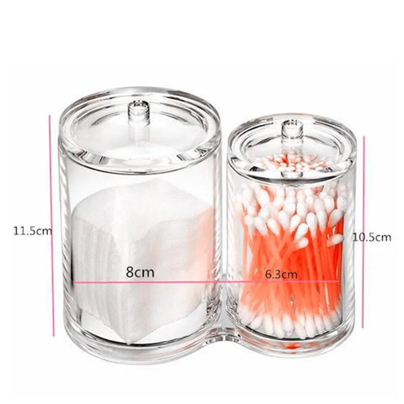 Cotton Ball Swab Holder Organizer Storage Box Cosmetic brush Holder Acrylic Round Container Cotton Pad Container Case D20 (1)