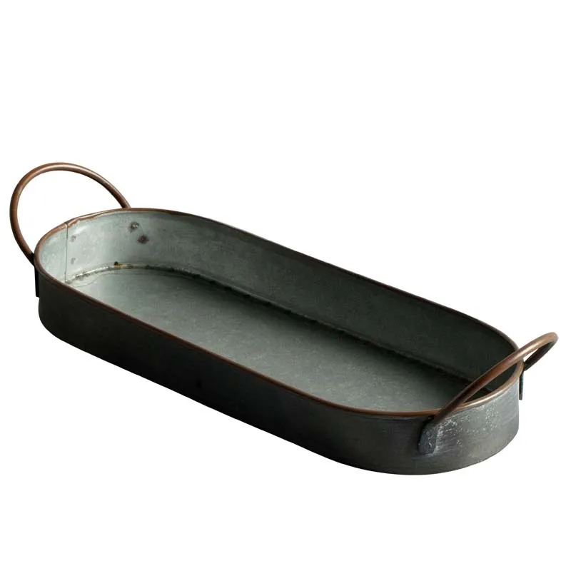 Vintage Metal Storage Tray storage tray kitchen tray bamboo organizer tray Retro Dessert Fruit Cake Bread Plate with Handle Home Kitchen Food Organizer Desktop Sundries Tray