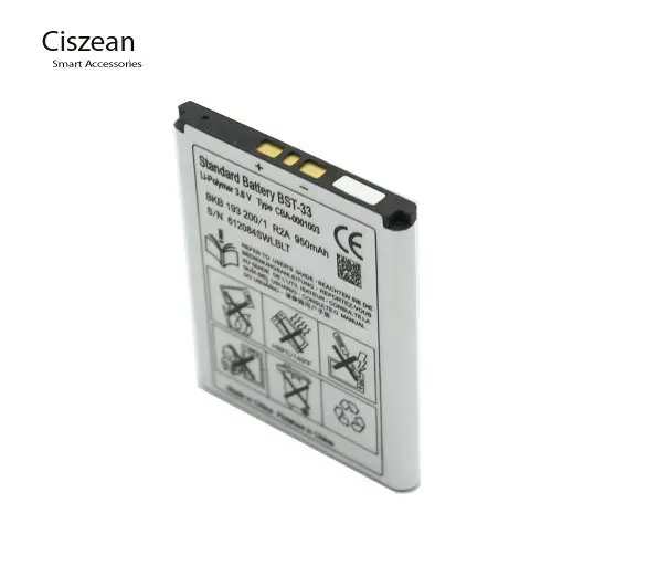 Ciszean 1x BST-33 950mAh смартфон Замена Батарея для K530 K790 K790i K790C K800 K800i K810i K818C W595C T700 C702 G705