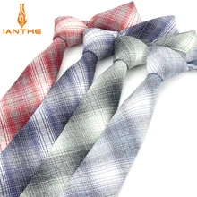 6 см брендовые новые мужские винтажные повседневные хлопковые клетчатые узкие мужские галстуки в клетку свадебные костюмы Тонкий Галстук Классический обтягивающий галстук
