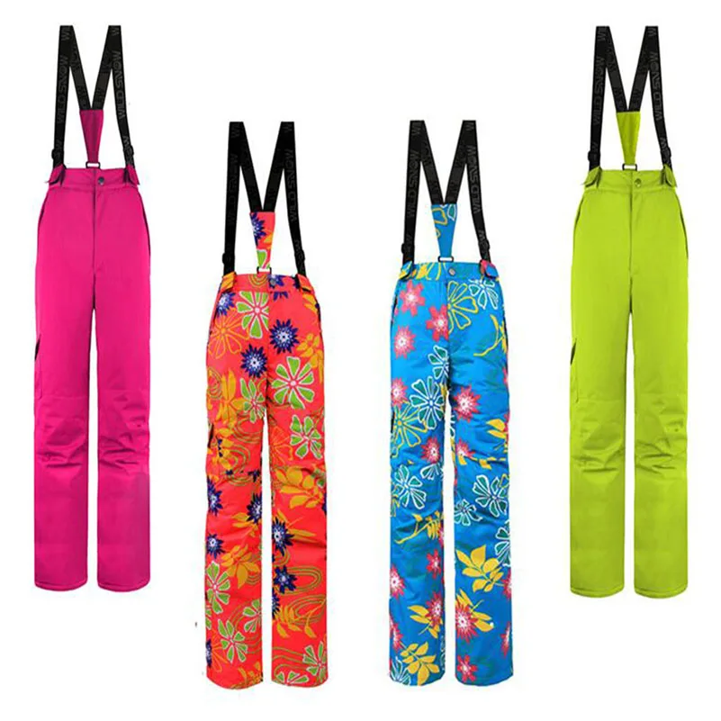 

Brand Women Ski Pants With Shoulder Straps Warm Waterproof windproof Snowboard Pants Outdoor Snow Trousers