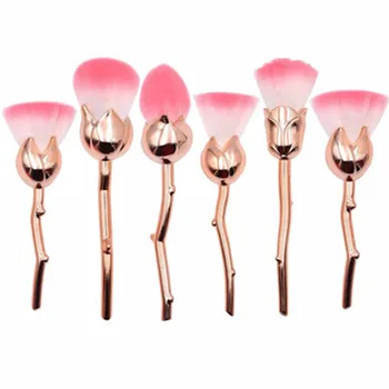 

6pcs Rose Flower Makeup Brushes Highlight Contour Plastic Foundation Powder Brushes pinceis de maquiage Cosmetics Make up Tool