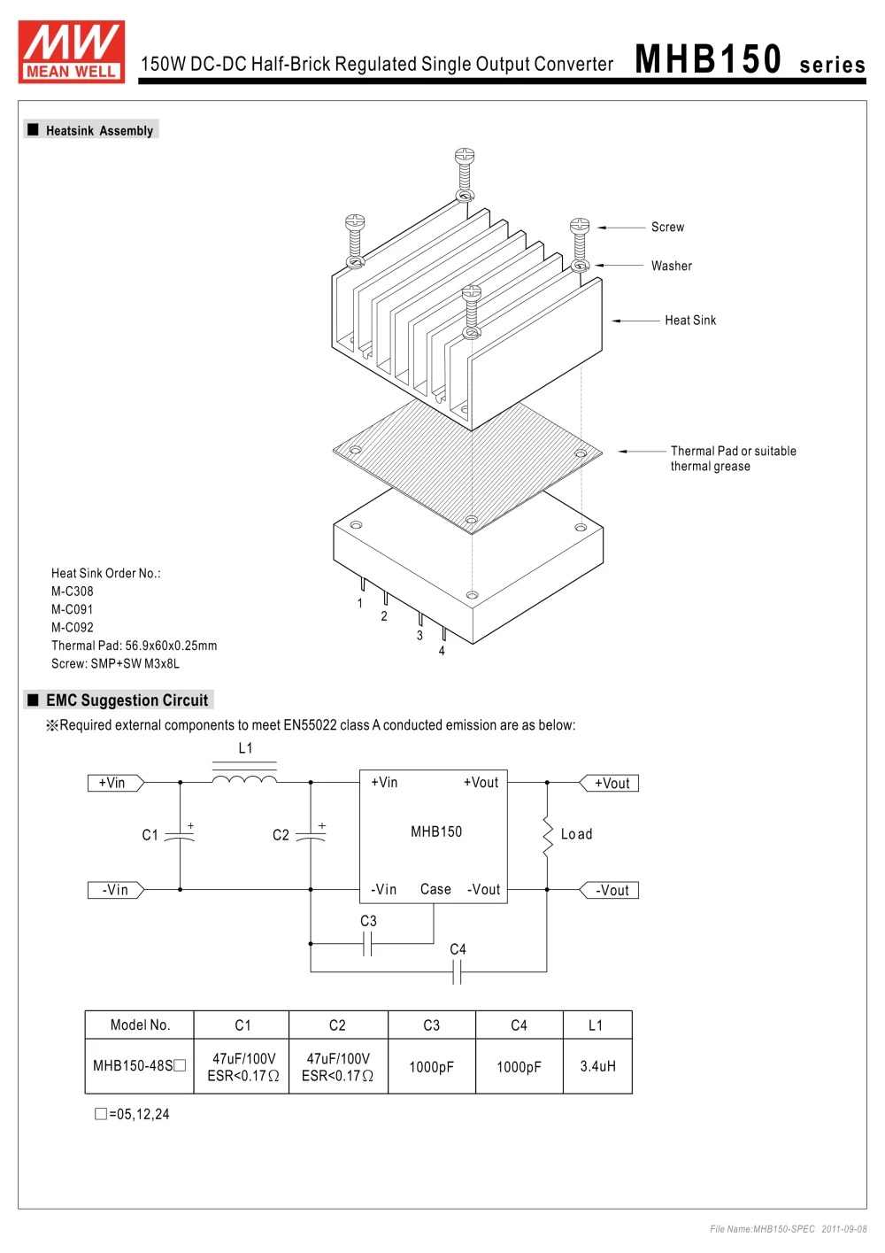 [PowerNex] MEAN WELL оригинал MHB150-48S05 5 В 30A meanwell MHB150 5 В 150 Вт DC-DC Полкирпича регулируемый Один Выход Конвертер