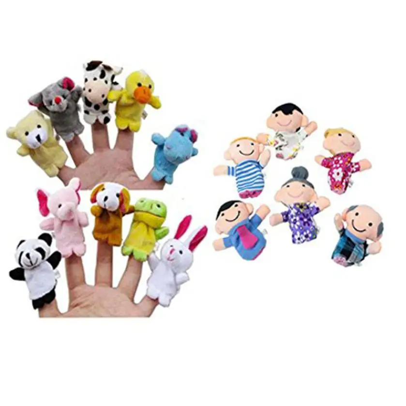 Niosung 16PC Story Finger Puppets 10 Animals 6 People Family Members