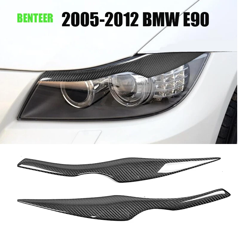 2 шт. реальные Карбон бровей украшения для 2005-2012 BMW E90 E91 320 325 328 330 335 350 | Автомобили и