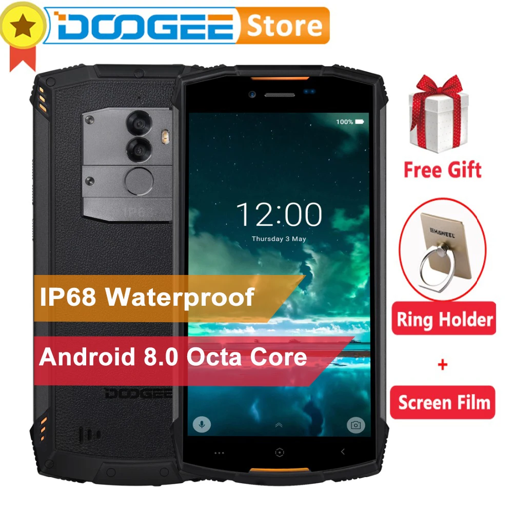 

DOOGEE S55 4GB 64GB IP68 Waterproof Mobile Phone 5.5"HD+ Android 8.0 Octa Core 13MP Camera 5500mAh 5V2A Quick Charger Smartphone