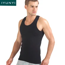 IYUNYI Мужская облегающая куртка эластичная Повседневная u-образная дышащая хлопковая однотонная мужская Нижняя майка Топ жилет