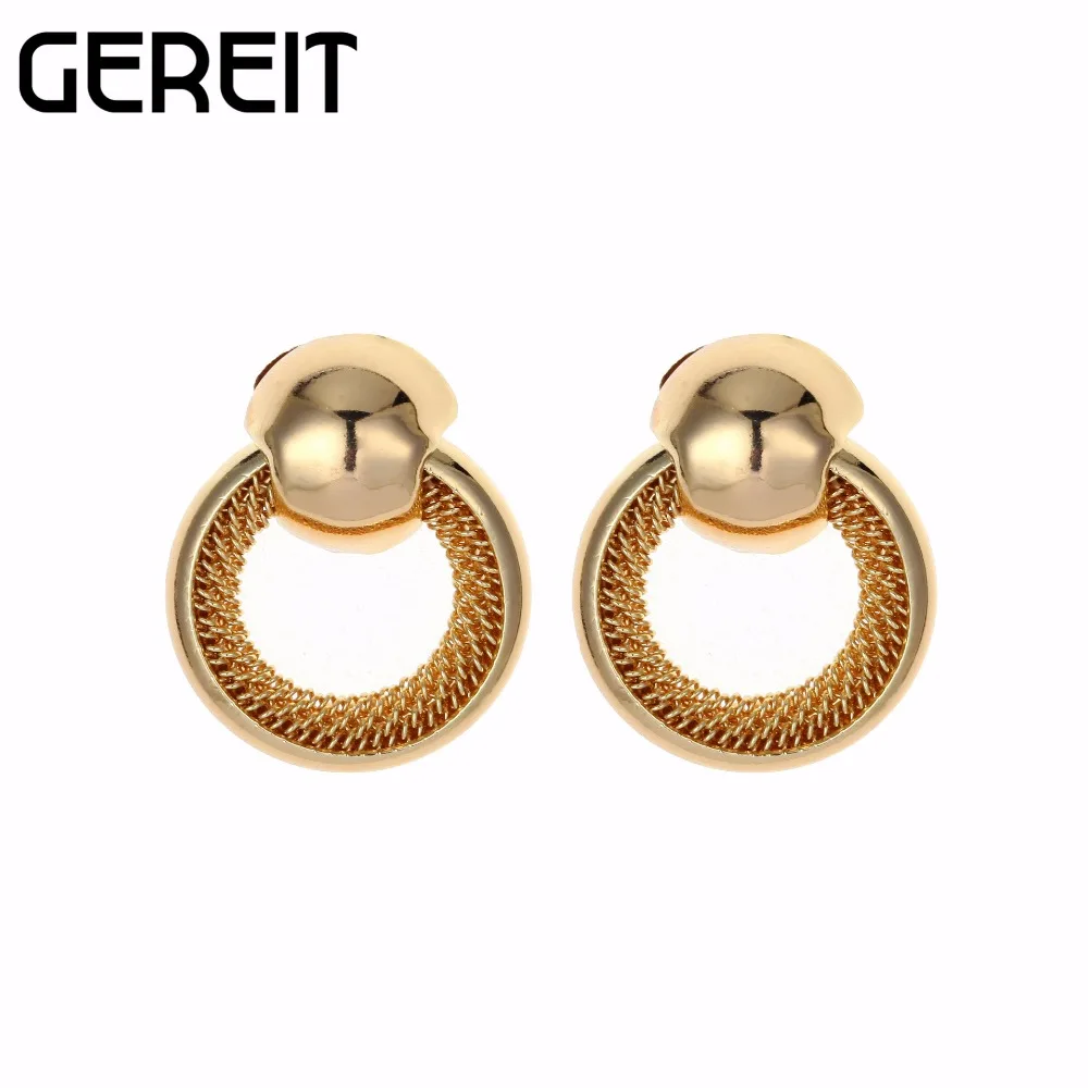 Simple Korean Silver Gold Earrings Geometric Round Circle Gear Big Bead Drop Statement For Women Punk Kpop Jewelry 2018 | Украшения и