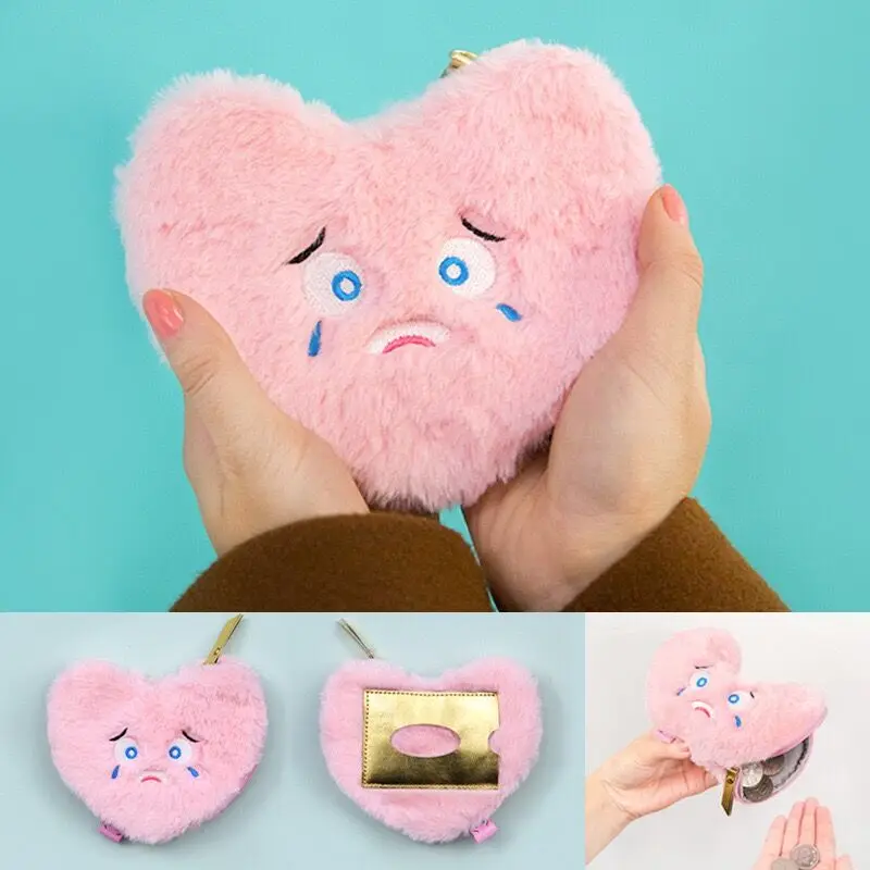 

Pink Grey Crying face Flannek Comfortabke women Coin purses Hobos Sweet Lady Mini wallets Solid Soft Small Notecase School Girls