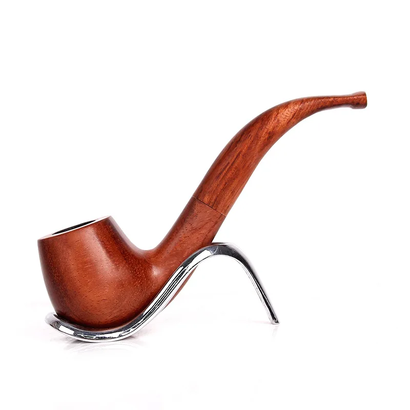 Pure wood ebony mahogany pipe smoking wholesale Custom curved mahogany