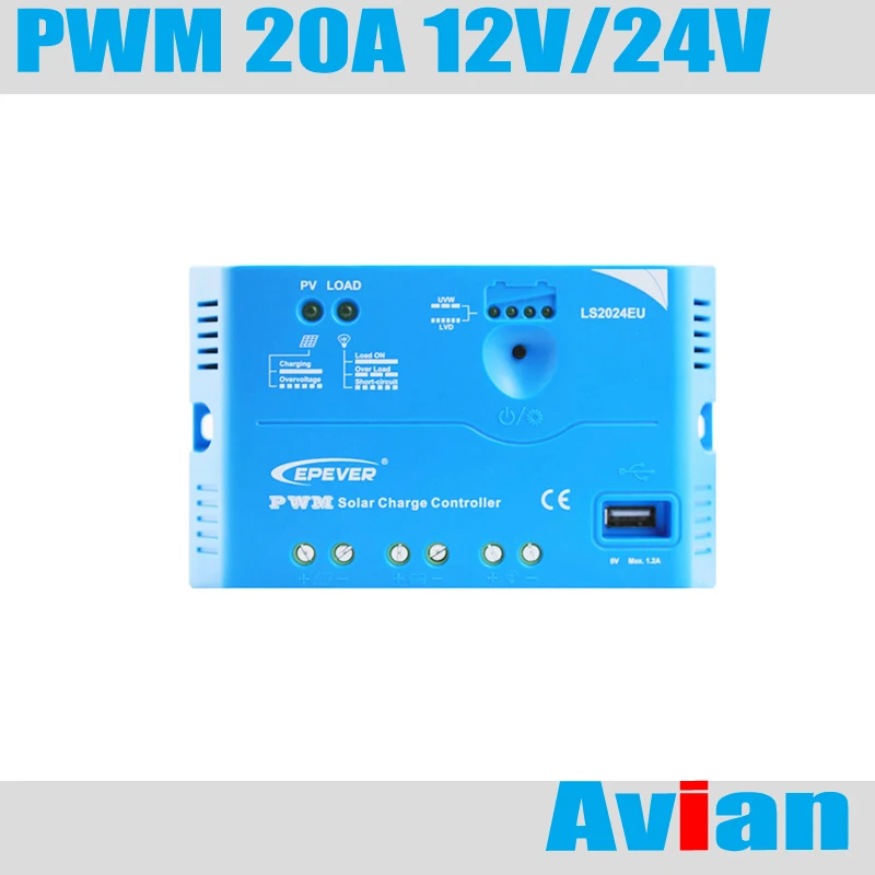 

Epever 20A 12/24V auto work PWM Solar controller solar regulator with USB output CE and RoHS certificated