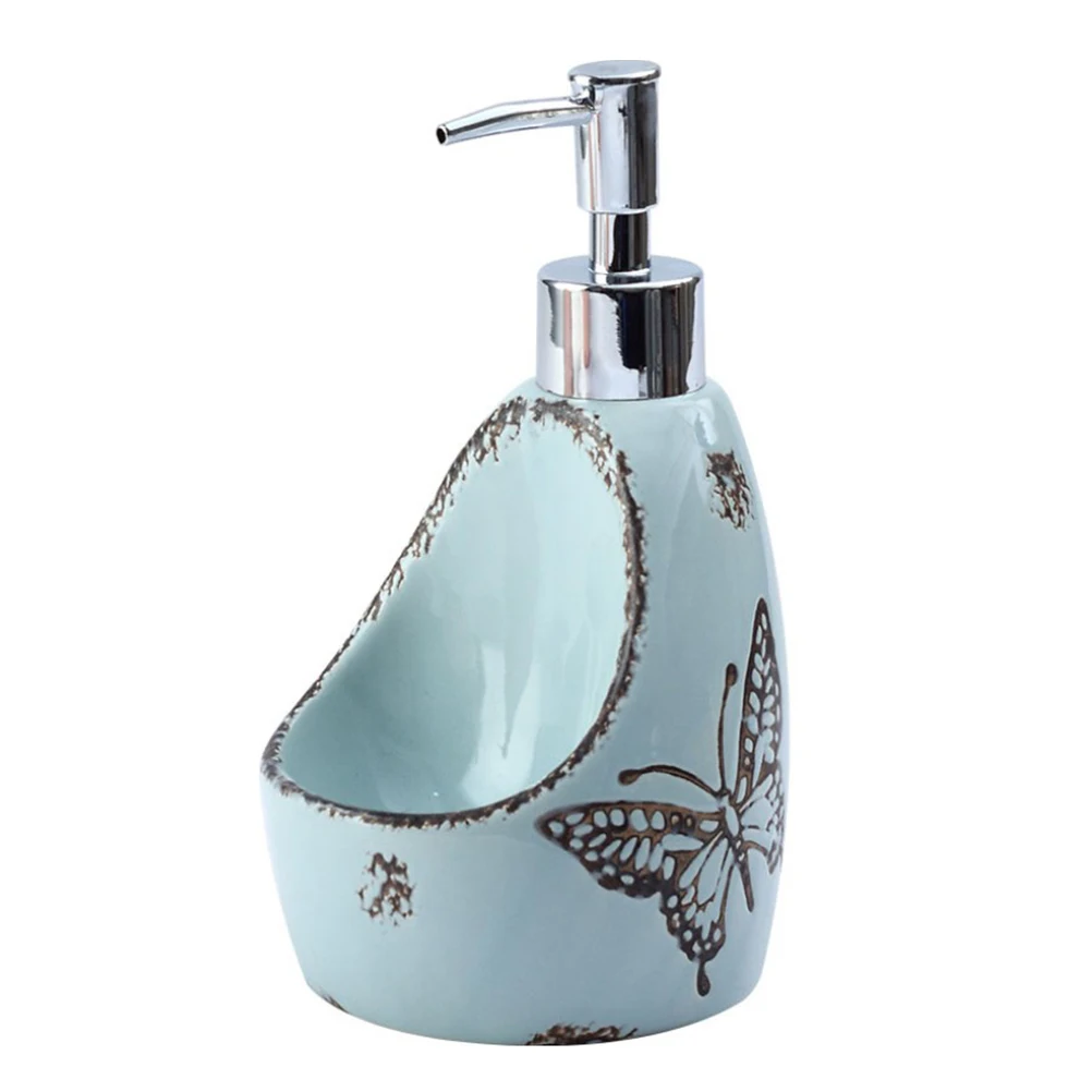 

1 Pc Creative Soap Dispenser with Sponge Holder Pump Dispenser Shower Gel Bottle for Toilet Bathroom