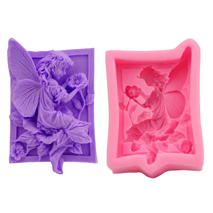 

1 Pc Silicone Flower Fairy Shape Cake Moulds Bakeware 3D Baby Angel Chocolate Fondant Molds Pastry Decorating Tools Color Random
