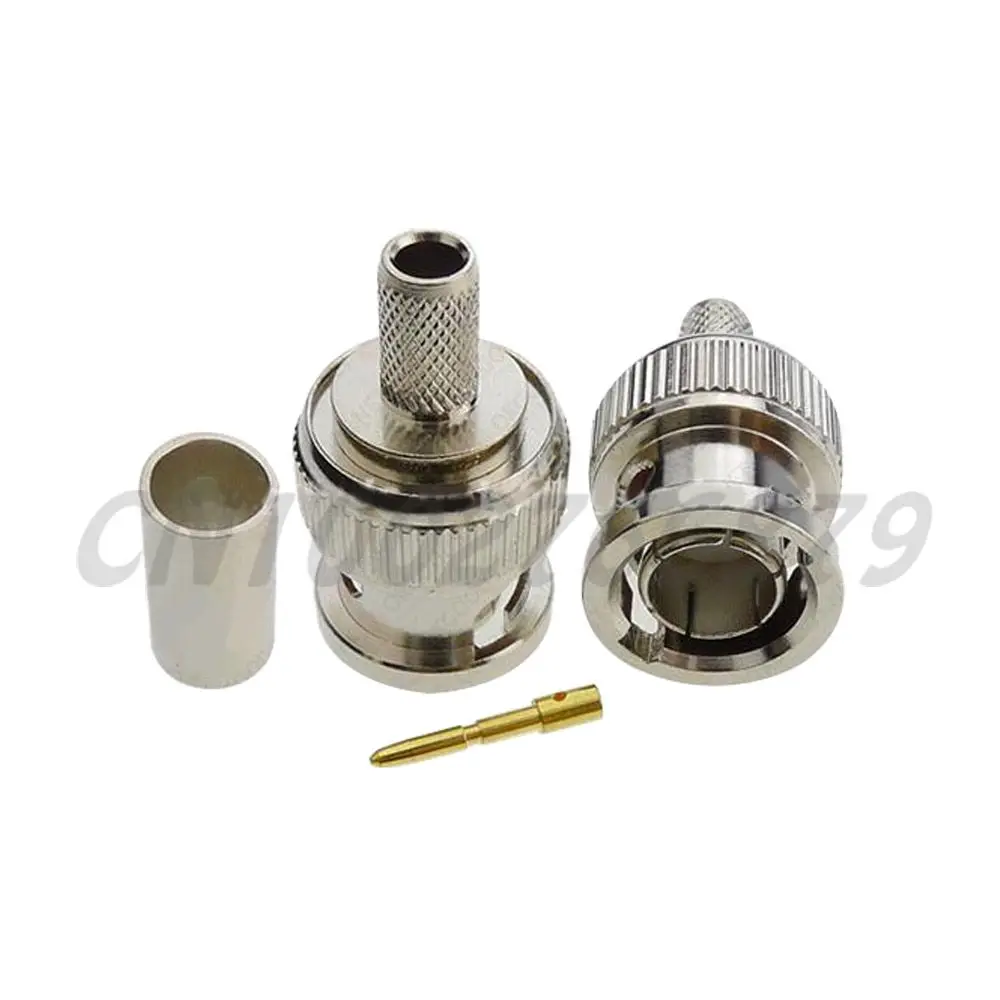 

RF electrical wire terminal connector 75 ohms BNC Crimp Plug straight connector for RG58 RG142 LMR195 coaxial cable