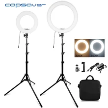 Capsaver 1" 18" кольцевой светильник для макияжа двухцветная лампа 3200 K-5500 K CRI90 кольцевой светильник кольцевая лампа для видеосъемки YouTube фото