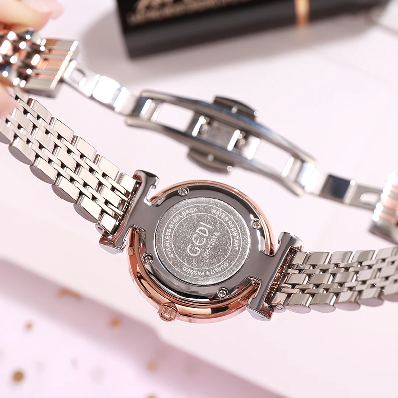 GEDI модные повседневные часы для женщин топ Роскошные женские наручные Rosegold