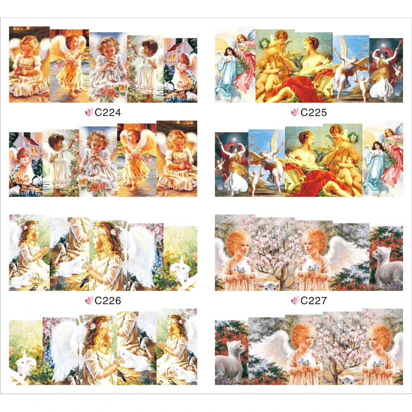 

4 PACKS / LOT FULL COVER ABTRACT ANGEL CITY NAIL TATTOOS STICKER WATER DECAL NAIL ART C224-227