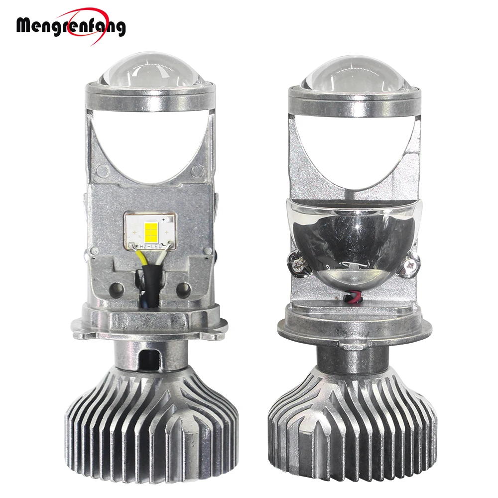 

Mengrenfang 2 Pieces H4 LED Hi-Lo Mini Projector Lens Headlight for Car High Low Beam Pattern 5500K White 12V High Bright