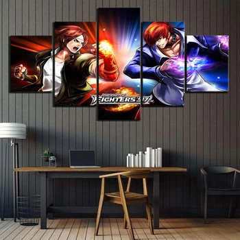 

5 Piece HD Cartoon Pictures The King of Fighter 97 Kyo Kusanagi VS Iori Yagami Game Poster Canvas Paintings Wall Art Home Decor