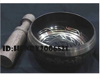 

3.8 " objetos Rare Superb OM tibetano anillo Gong YOGA cuenco del de de plata China wholesale factory Bronze Arts