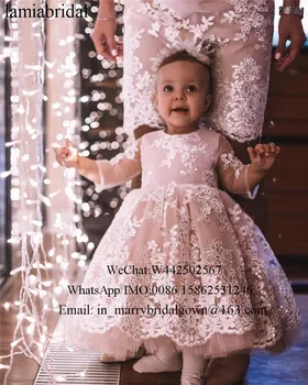 

Lovely Vintage Lace Cheap Flower Girls Dresses For Wedding 2019 A Line Sequined Beaded Cupcake Kids First Holy Communion Gowns