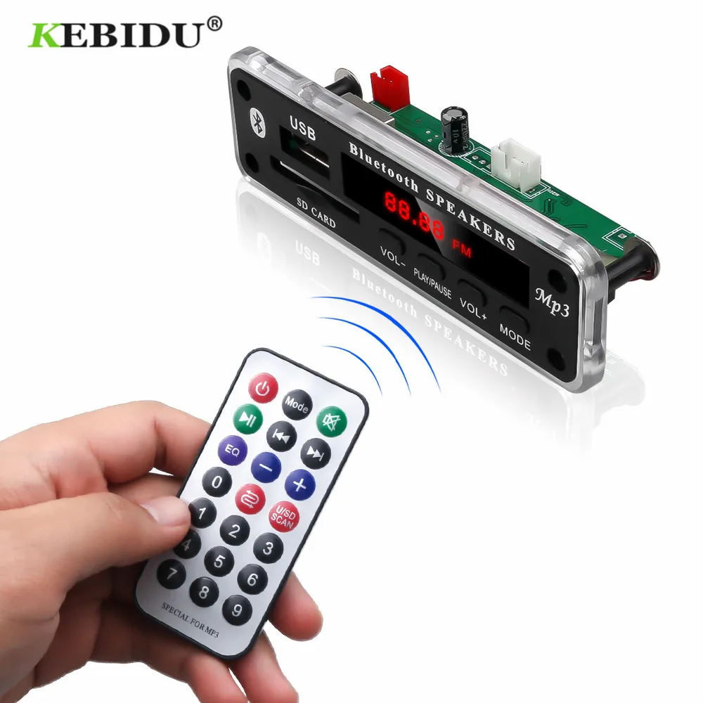 KEBIDU 5 в 12 В Bluetooth MP3 WMA декодер плата аудио модуль цветной экран Поддержка USB SD AUX FM аудио радио модуль Автомобильный Mp3 плеер