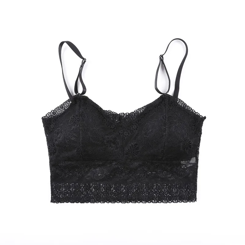 Sexy Women Lace Spaghetti Strap Bra Anti Emptied Vest Casual Bralette