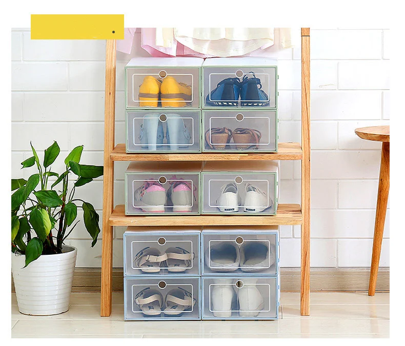 

Home Creative Foldable Drawer Storage Boxe Combination 3PC Transparent Portable Environmental Multi-Purpose Dust-Proof Shoes Box