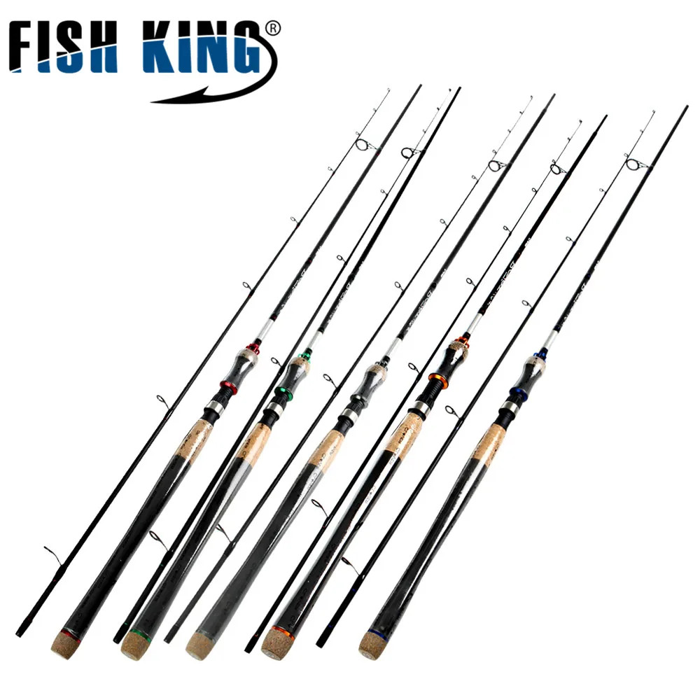 FISH KING Hi Carbon Мягкая приманка Удочка 5 цветов 2,1 М-2,7 м 2 секции приманки вес 2-40 г Спиннинг удочка для приманки рыбалки
