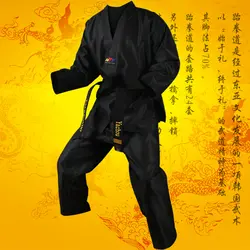 Черный тхэквондо Профессиональный мастерский форма с длинным рукавом TKD кроссовки для взрослых комплекты детской одежды brance wtf костюмы