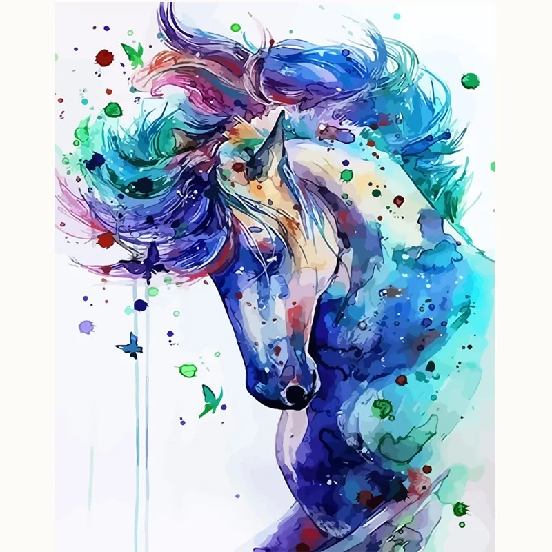 5D DIY Square/Round Diamond Painting Watercolor horse Cross Stitch Embroidery Needlework home Decoration J0204 | Дом и сад