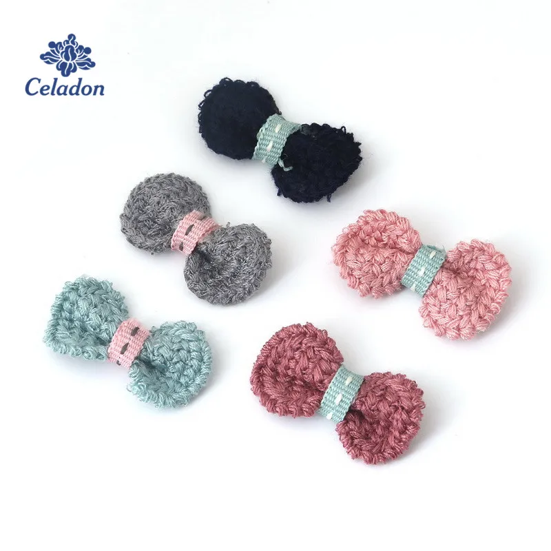 40pcs 3.2cm Girls Kids Hair Bowknot Handmade Wool Flowers Fabric Bow Appliques for DIY Hairpins Wedding Garment Accessories | Украшения и