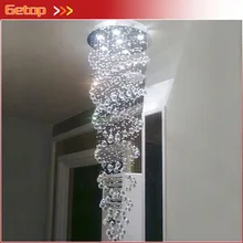 GETOP современный светодиодный двойной спирали винтовая лестница хрустальная люстра дуплекс виллы роскошный кристалл лампы Освещение в гостиную