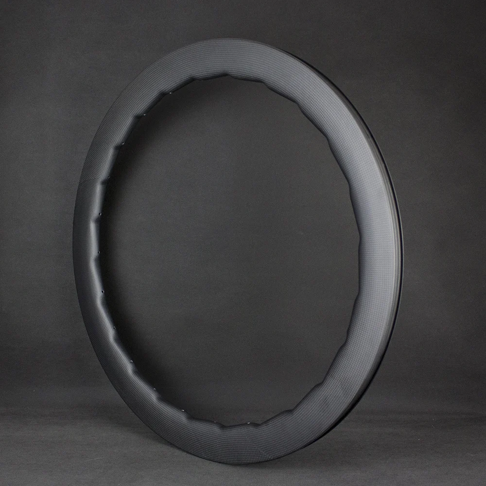 Clearance Free Shipping 24/24 3K 700c Aerodynamic Sawtooth Carbon Road Disc Brake Rims Clincher/Tubeless Tubular Without Brake Track 4