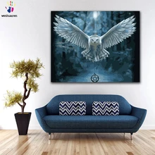 DIY цветные картинки по номерам с цветами белый летящий Орел под рисунок с Луной Рисование Живопись по номерам Обрамленный дом